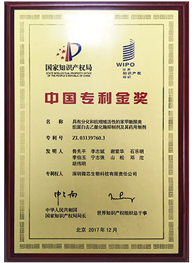 Chidamide received a gold award in the 19th Chinese Patent Awards